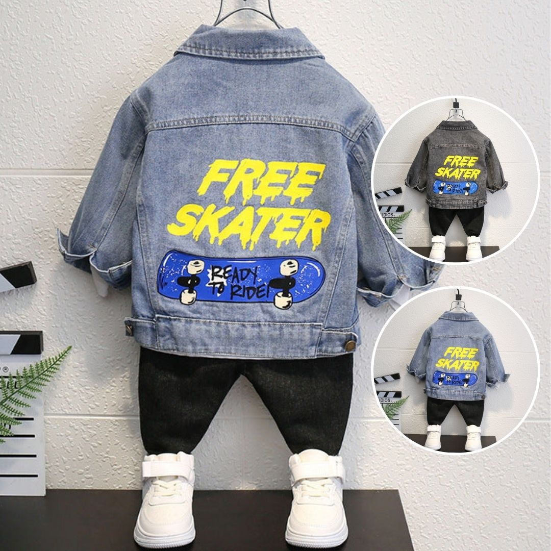 [119324] - Atasan Jaket Jeans Anak Fashionable - Motif Free Skater