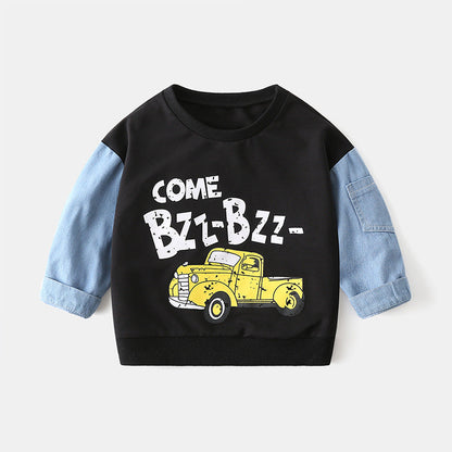 [119335] - Atasan Sweater Style Santai Anak - Motif Car Coming