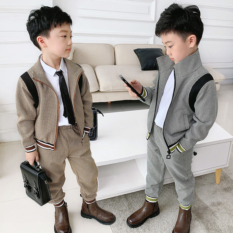 [119355] - Setelan Jaket Kerah Celana Panjang Jogger Anak Cowok - Motif Stripe Casual
