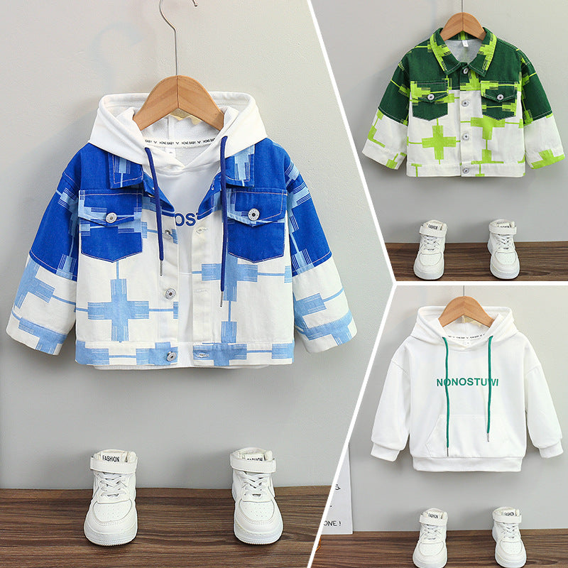 [119356] - Atasan Sweater Jaket Hoodie Lengan Panjang Anak Cowok - Motif Cross Line