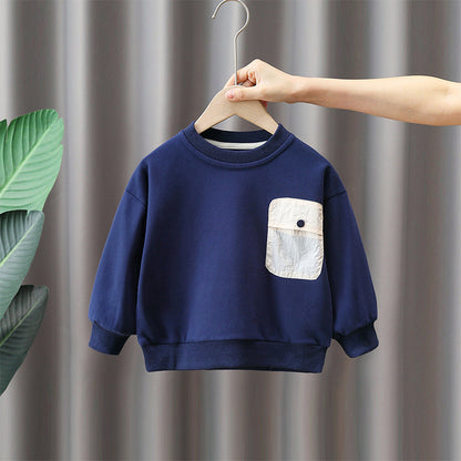 [119361] - Atasan Sweater Crewneck Lengan Panjang Anak Cowok - Motif Clear Pocket