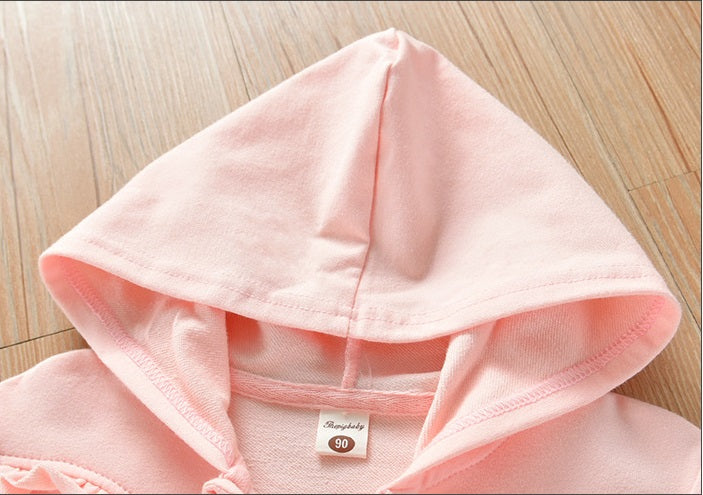 [511103-PINK] - Fashion Atasan Jaket Hoodie Anak - Motif Zipper Lace