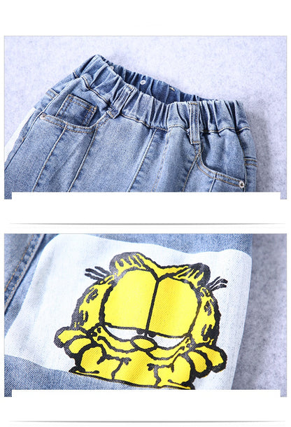 [508137] - Celana Jeans Anak Kekinian / Celana Anak Import - Motif Garfield Cartoon