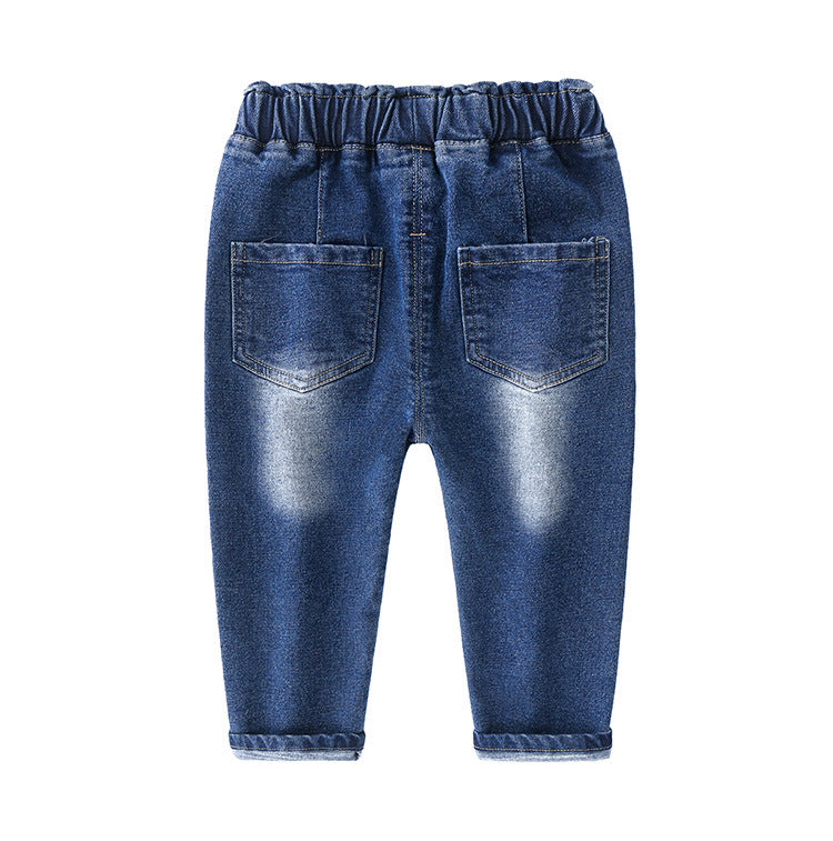 [513597] - Bawahan Celana Panjang Jeans Gradasi Anak Laki-Laki - Motif Efek Washed Two Buttons