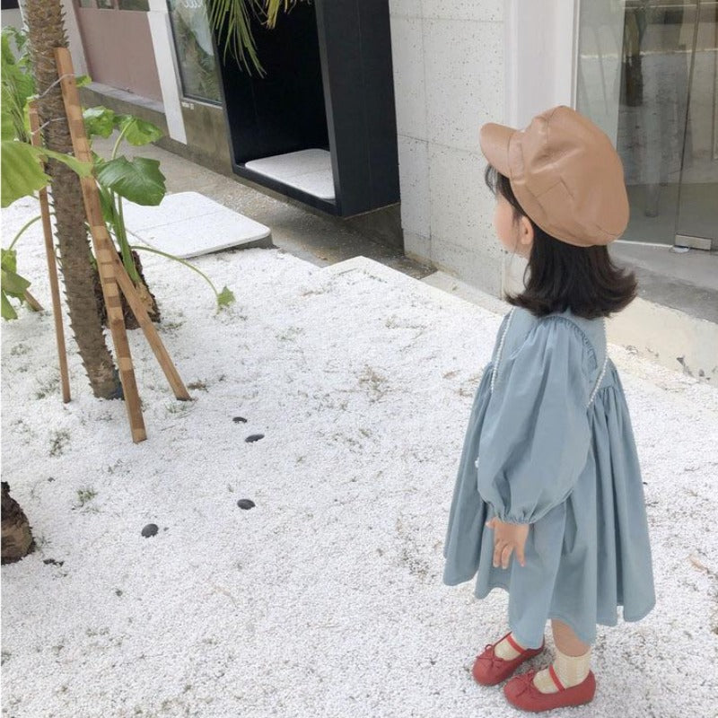 [507127-BLUE GRAY] - Dress Modish Fashion Anak Perempuan - Motif Arms Expands