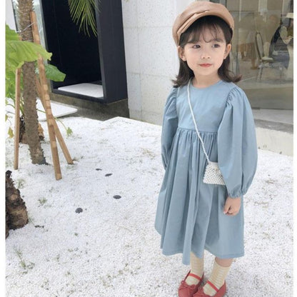 [507127-BLUE GRAY] - Dress Modish Fashion Anak Perempuan - Motif Arms Expands