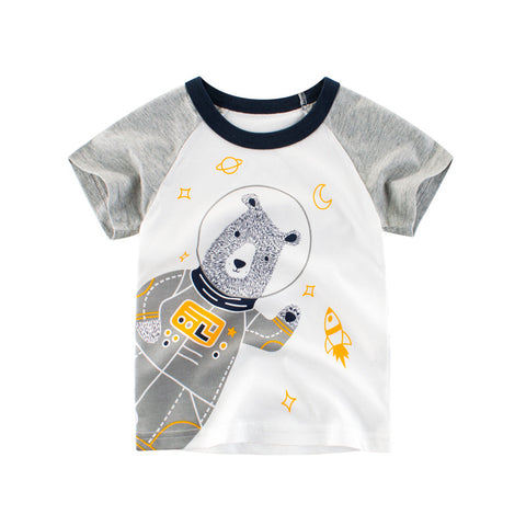 [121135] - Baju Atasan Lengan Pendek Kaos Anak Laki Laki T-shirt Anak - Motif Astronaut Bear