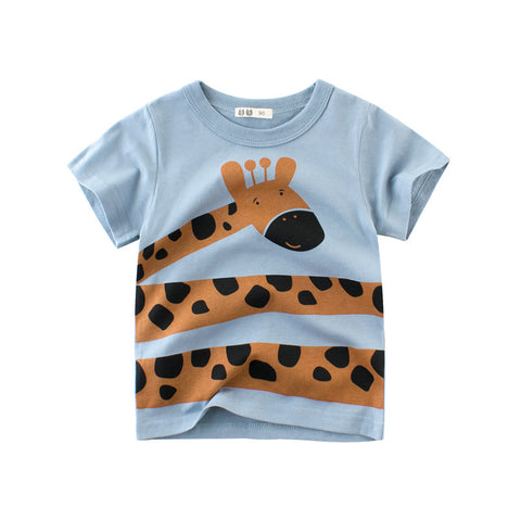 [121159] - Baju Atasan Kaos Lengan Pendek Anak Laki Laki T-shirt Anak - Motif Blue Giraffe