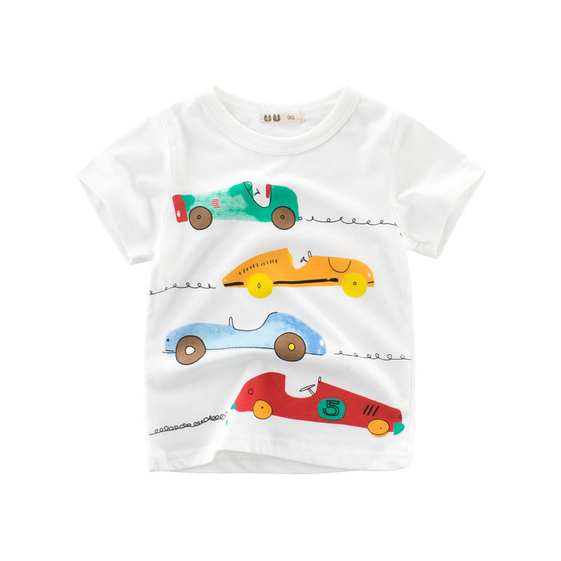 [121160] - Baju Atasan Lengan Pendek Kaos Anak Laki Laki T-shirt Anak - Motif Racing Cars