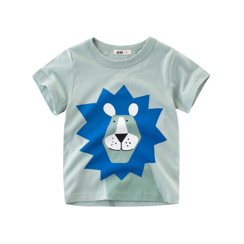 [121190] - Baju Atasan Lengan Pendek Kaos Anak Laki Laki T-shirt Anak - Motif Head Lion
