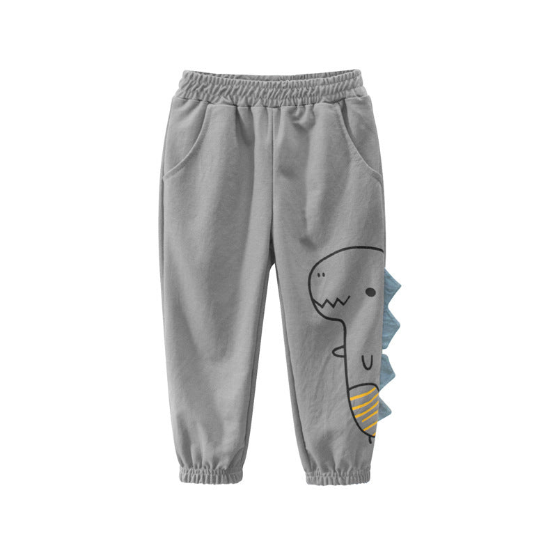 [121202-GRAY] - Celana 3D Jogger Anak / Celana Santai Anak - Motif Big Dinosaurs