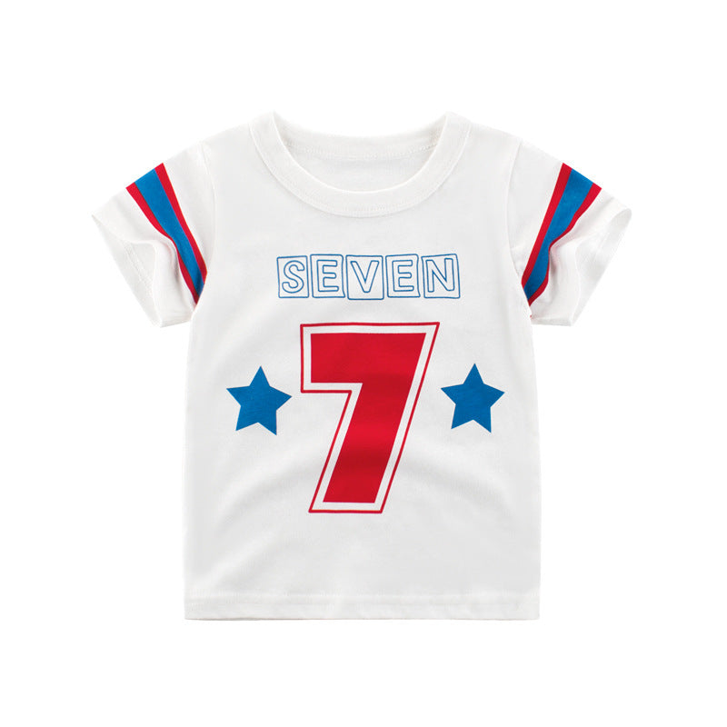 [121221-WHITE] - Atasan Anak / Kaos Anak Trendi - Motif Seven Stars
