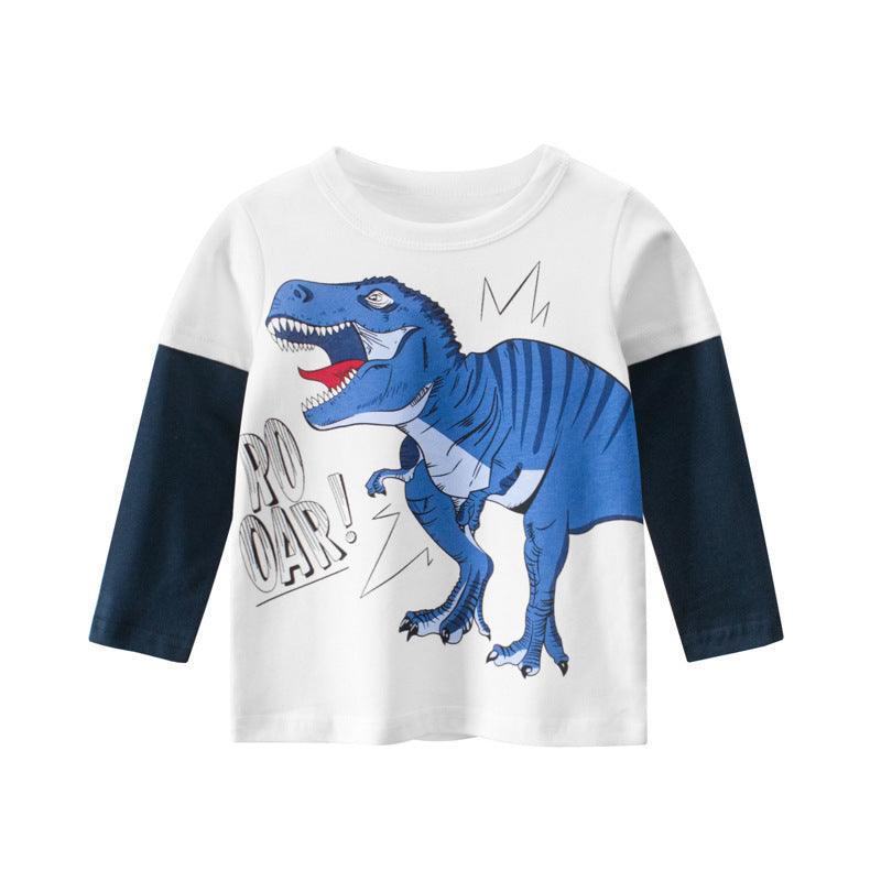 Kaos Panjang [121-BT101] - Baju Atasan T-Shirt O Neck Lengan Panjang Fashionable Anak Laki Laki Cowok Motif Animal Dino Mix Letter - BABYHOKI STORE