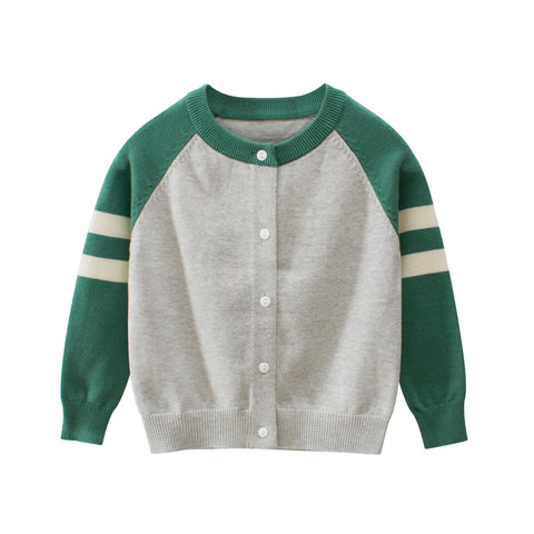 [121259-GRAY GREEN] - Atasan Jaket Rajut Anak - Motif Arm Line