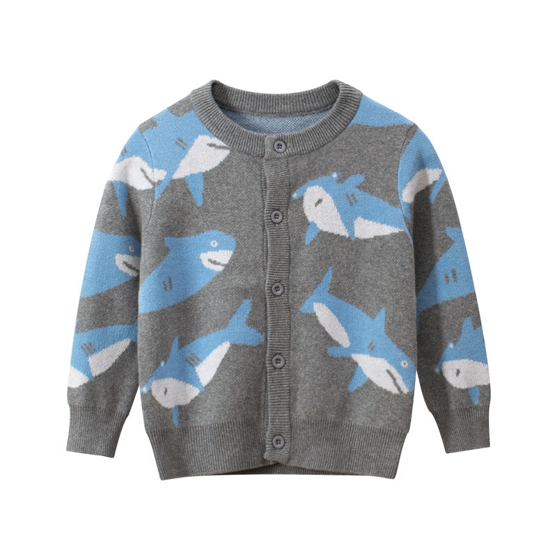 [121265] - Atasan Jaket Rajut Anak - Motif Hammerhead Shark