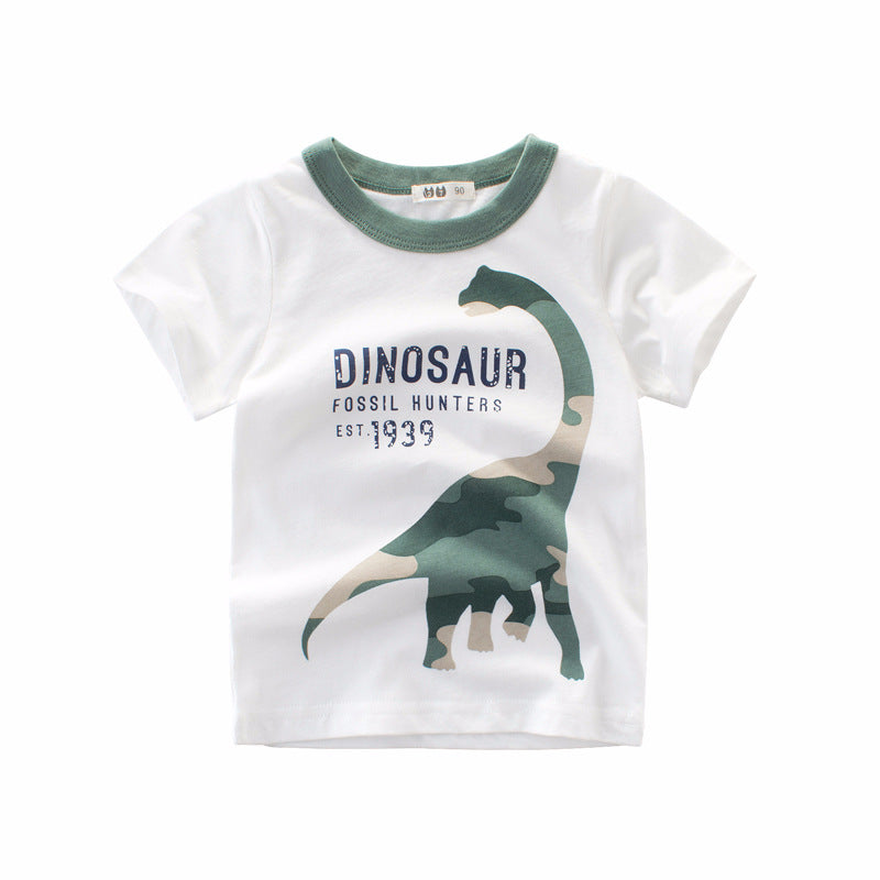 Kaos Pendek [121-BT103] - Baju Atasan T-Shirt O Neck Lengan Pendek Fashionable Anak Laki Laki Cowok Motif Dinosaur - BABYHOKI STORE