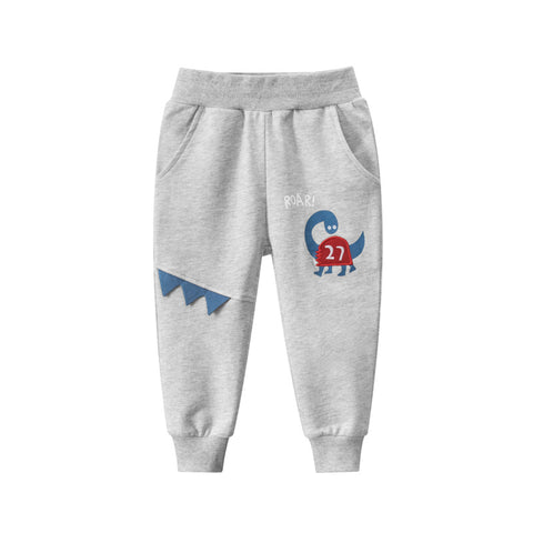 [121302-LIGHT GRAY] - Celana Jogger Anak / Celana Santai Anak - Motif Bordir 3D Roar