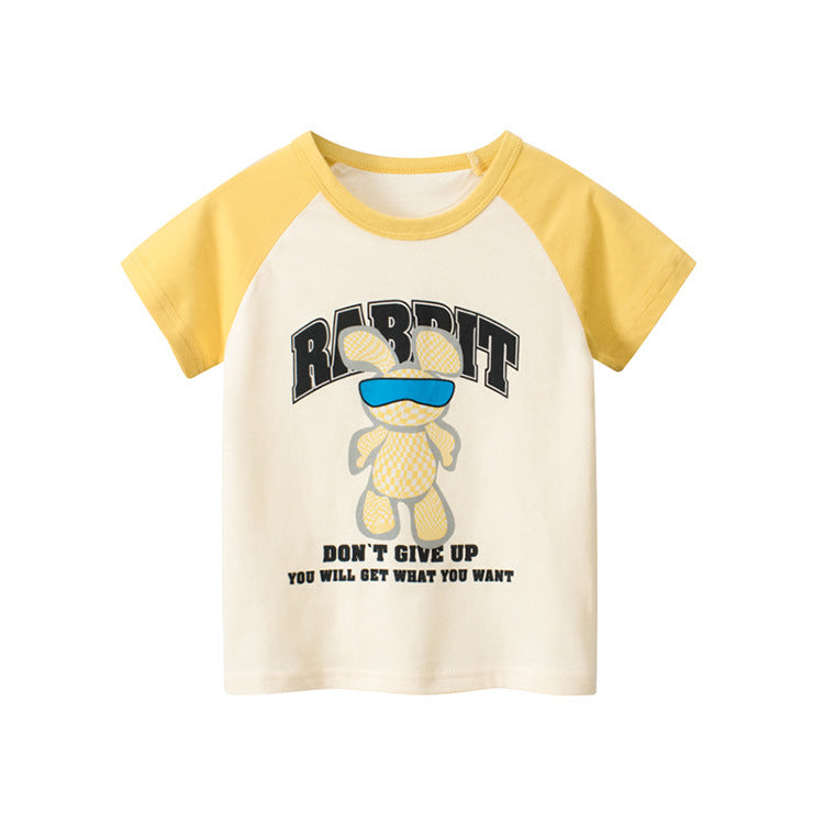 [121324] - Baju Atasan Kaos Lengan Pendek Anak Laki-Laki - Motif Cool Bunny