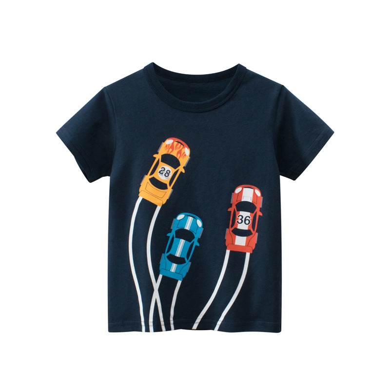 [121330] - Baju Atasan Kaos Lengan Pendek Anak Laki-Laki - Motif Car Race