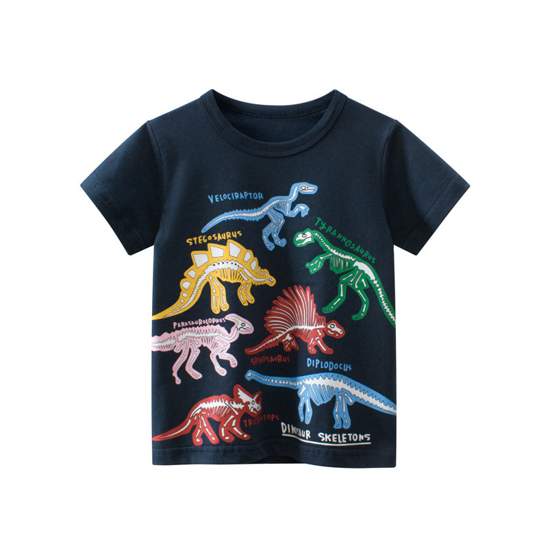 [121336] - Baju Atasan Kaos Lengan Pendek Anak Laki-Laki - Motif Dino Bones