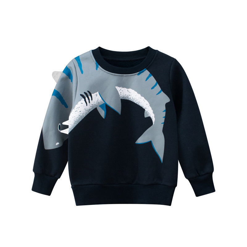 [121339] - Atasan 3D Sweater Lengan Panjang Anak Laki-Laki - Motif Ferocious Shark