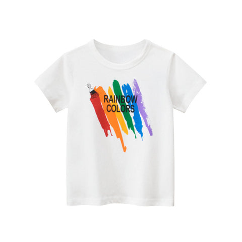 [121342] - Baju Atasan Kaos Lengan Pendek Anak Laki-Laki - Motif Rainbow Colors