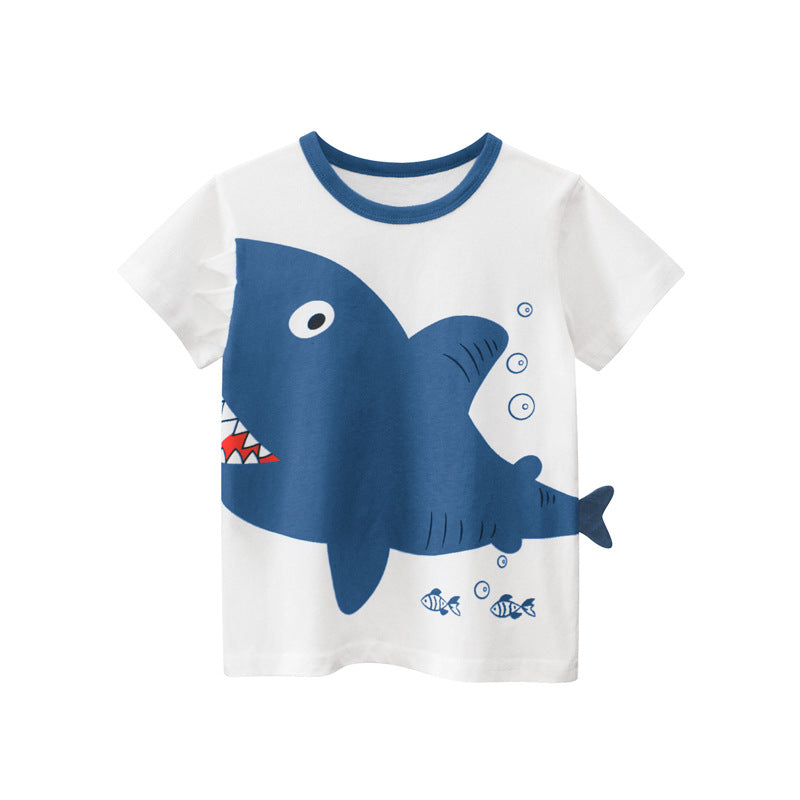 [121347] - Baju Atasan Kaos Lengan Pendek Anak Laki-Laki - Motif Sea Shark