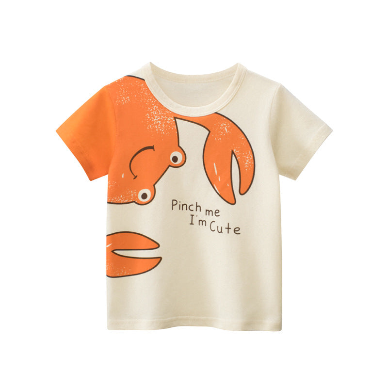 [121350] - Baju Atasan Kaos Lengan Pendek Anak Cowok Cewek - Motif Pinch Crab