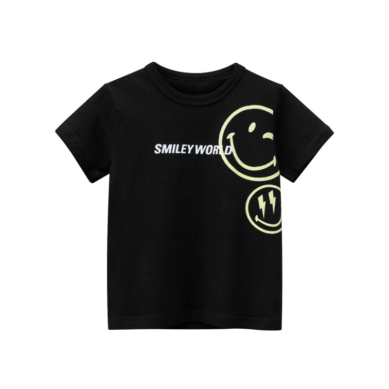 [121354] - Baju Atasan Kaos Lengan Pendek Import Anak Laki-Laki - Motif Smiley World