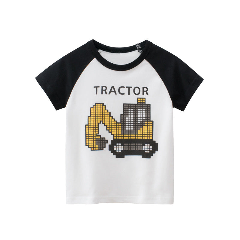 [121355] - Baju Atasan Kaos Lengan Pendek Import Anak Laki-Laki - Motif Tractor Car