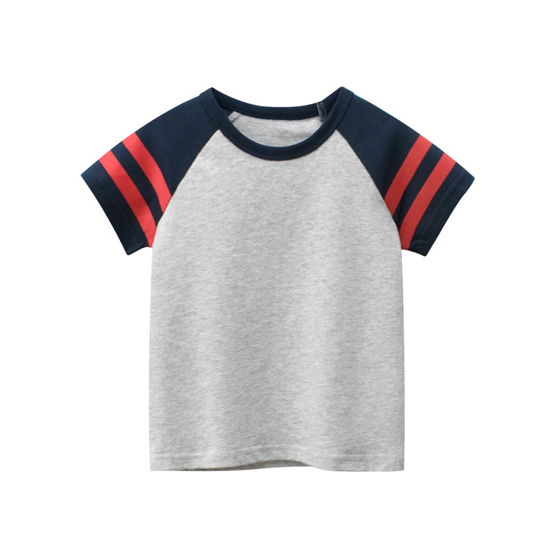 [121356] - Baju Atasan Kaos Lengan Pendek Anak Laki-Laki - Motif Little Line