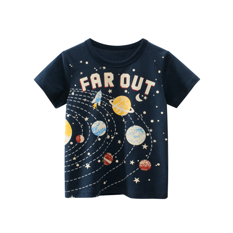 [121357] - Baju Atasan Kaos Lengan Pendek Anak Laki-Laki - Motif Outer Space