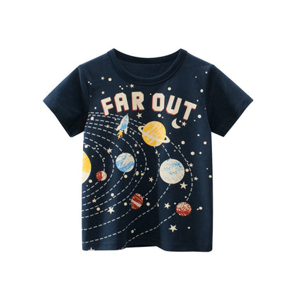 [121357] - Baju Atasan Kaos Lengan Pendek Anak Laki-Laki - Motif Outer Space