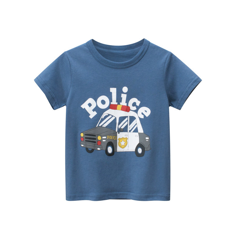 [121359] - Baju Atasan Kaos Lengan Pendek Anak Laki-Laki - Motif Police Car