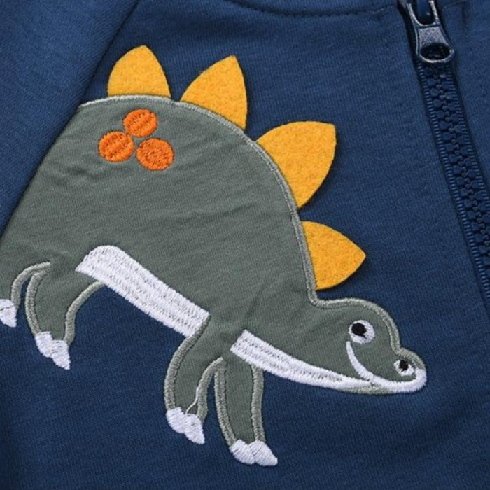 [370197-GRAY] - Atasan Jaket Trendi Anak - Motif Friendly Stegosaurus