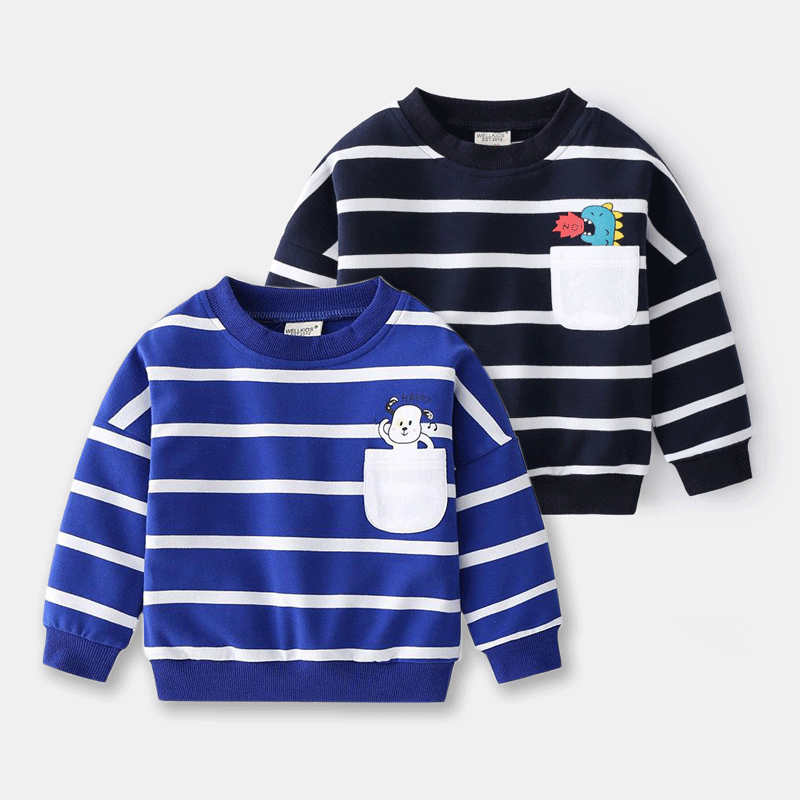 [513139] - Atasan Sweater Fashion Anak Laki-Laki - Motif Dino Pocket