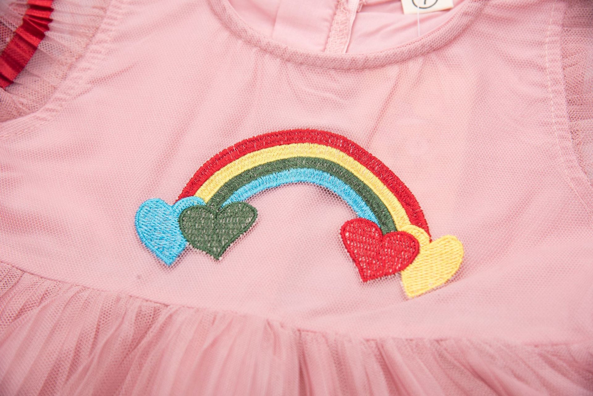 [363573] - Dress Lengan Kutung Bordir Anak Perempuan - Motif Rainbow Love