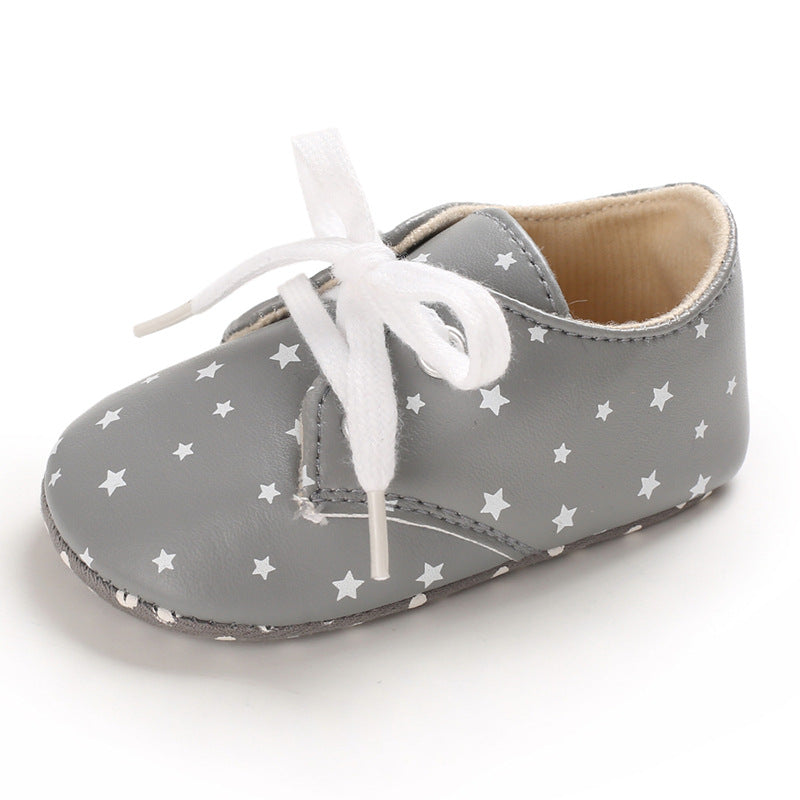 [105320-GRAY STAR] - Sepatu Bayi Sneaker Prewalker Import - Motif Polkadot Star