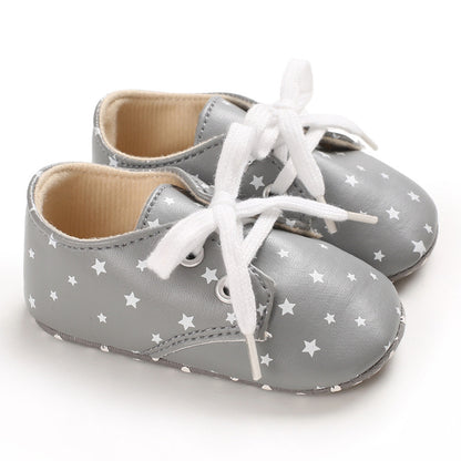 [105320-GRAY STAR] - Sepatu Bayi Sneaker Prewalker Import - Motif Polkadot Star
