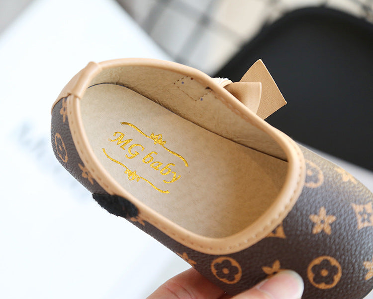 [381103-CREAM] - Casual Shoes / Sepatu Slip On 3D Anak Import - Motif Flower Stamp