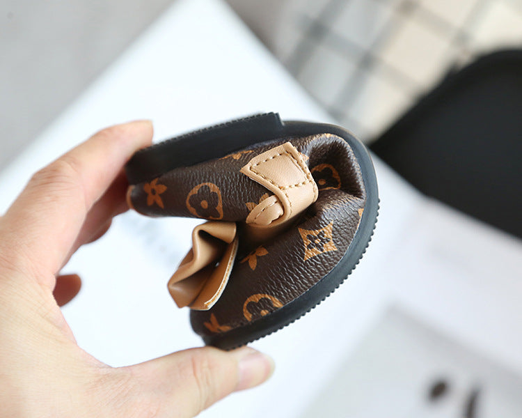 [381103-CREAM] - Casual Shoes / Sepatu Slip On 3D Anak Import - Motif Flower Stamp