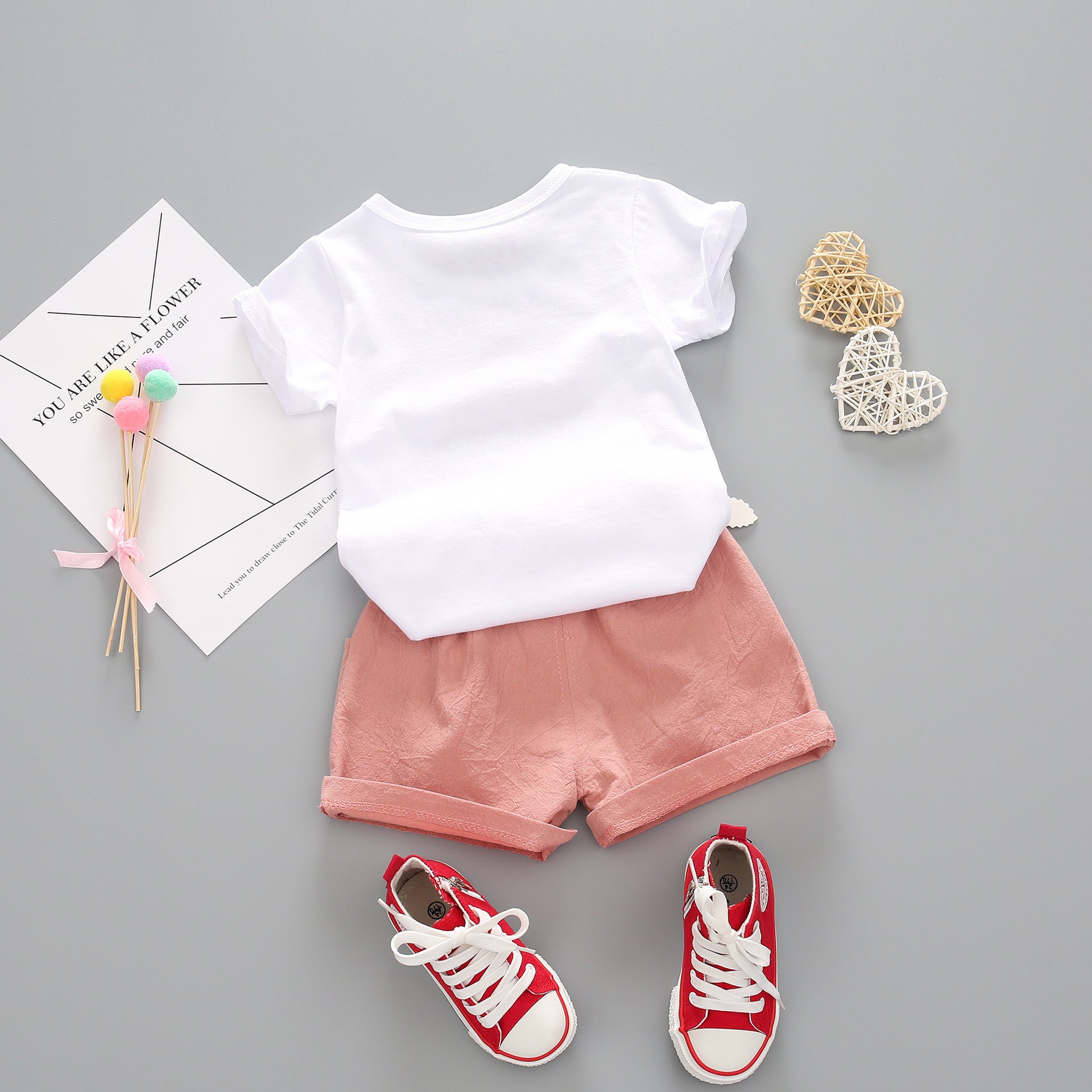 [363142-WHITE PINK] - Setelan Kaos Lucu Fashion Anak - Motif Watermelon Chunks