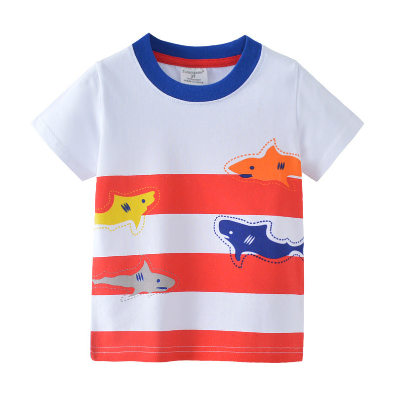 [357204] - Atasan Anak / Kaos Anak / Atasan Summer Anak Trendi - Motif Sharks Colored