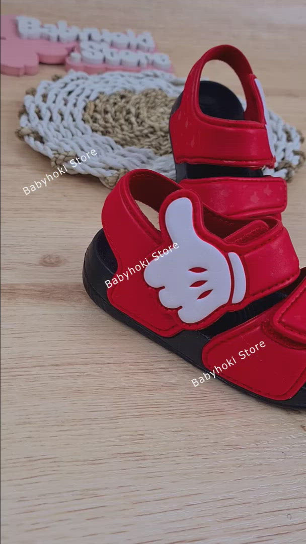 [382105-RED] - Sepatu Sandal Santai Anak Import - Motif Cartoon Hands