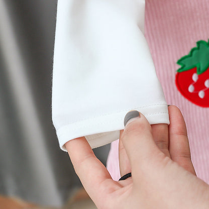 [352170-PINK] - Dress Import Anak Perempuan High Fashion - Motif Two Big Strawberries