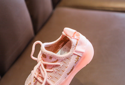 [343133-PINK] - Sepatu Sporty Anak / Sepatu Import - Motif Abstract Knitting