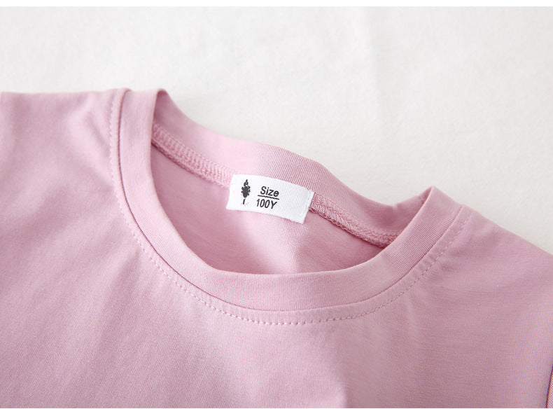 [602101-Small Size Girly Colors] - Baju Atasan Kaos Lengan Pendek Polos Anak Perempuan - Motif Plain Soft