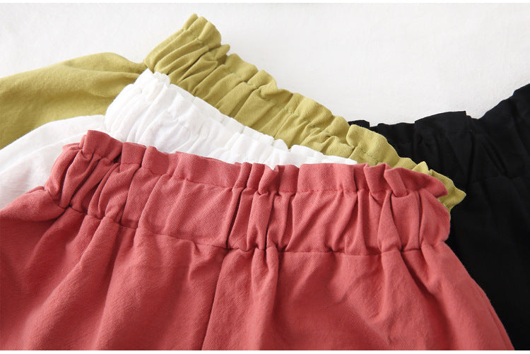 [602113] - Bawahan Celana Pendek Polos Import Anak Perempuan - Motif Plain Texture