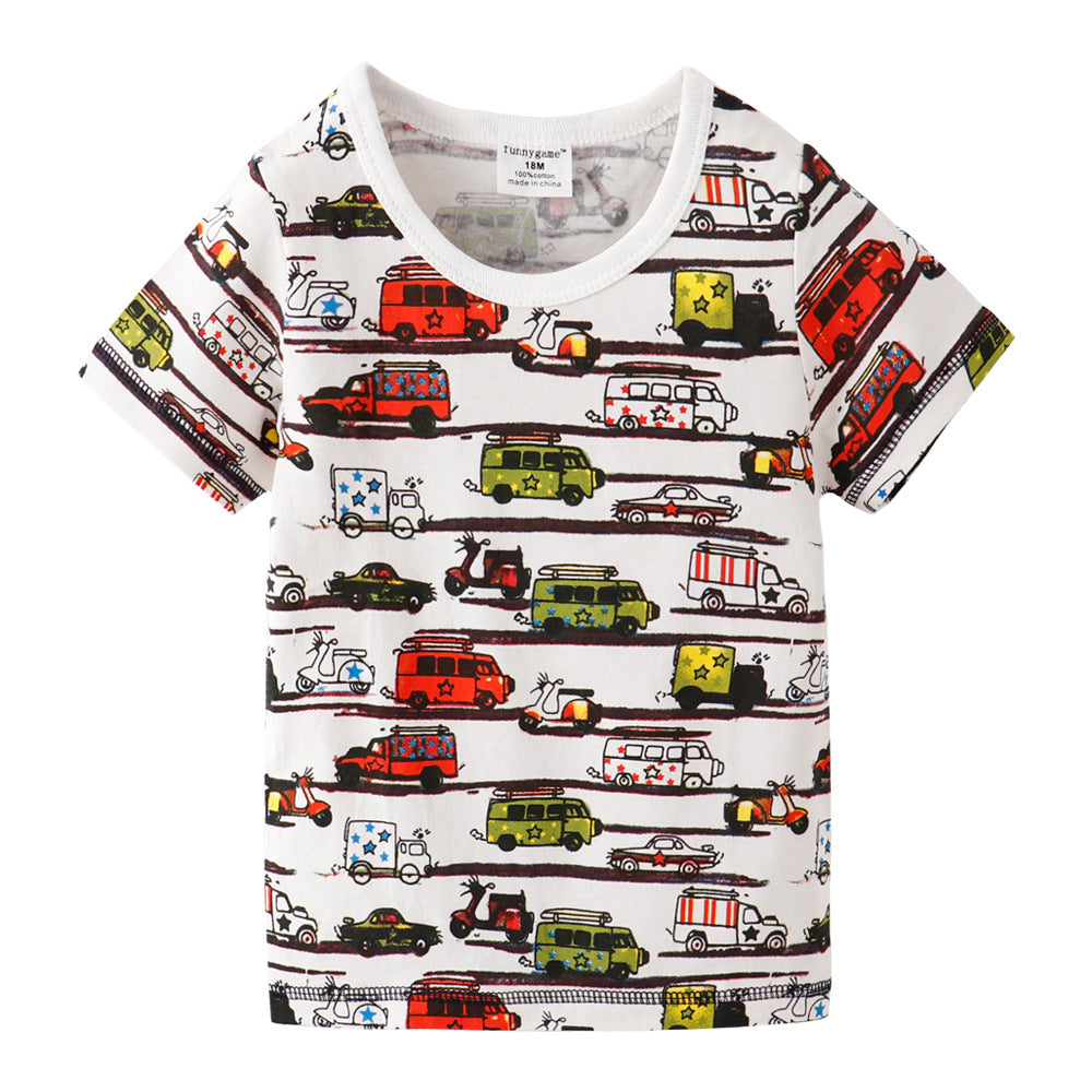 [357323] - Baju Atasan Anak Trendi / Atasan Anak Import / Kaos Anak - Motif Cool Color Vehicles