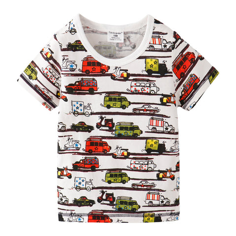 [357323] - Baju Atasan Anak Trendi / Atasan Anak / Kaos Anak - Motif Cool Color Vehicles